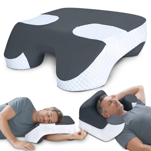 SAHEYER Grey Side Sleeper Pillow with Arm Holes, 2-in-1 Shoulder Relief System