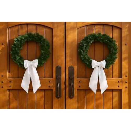 White Blank Sash Ribbon for Wreath Decoration, 55" Professional Grade Linen Bow Embroidery Monogram Wedding Party Door Farmhouse Christmas Craft