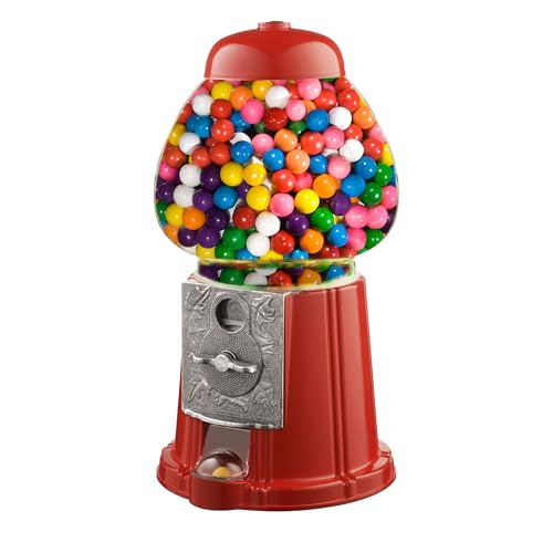Vintage Red Gumball Machine - 11-Inch Classic Candy Dispenser with Coin Bank