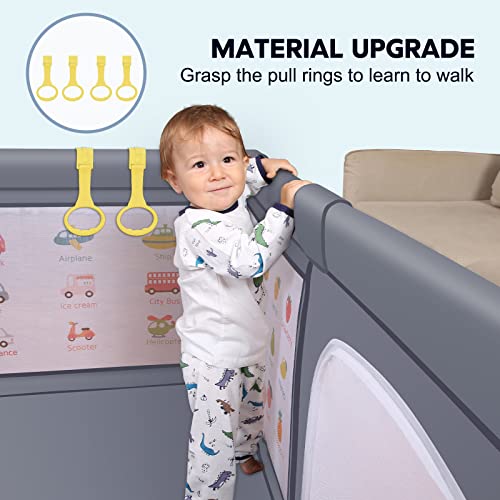 Voovc Dark Grey Baby Playpen 71x60 Inch Safety Gate for Toddlers