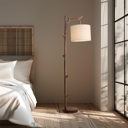 Wood Grain Retro Farmhouse Floor Lamp for Nursery & Living Room - Rustic Tree Trunk Decor
