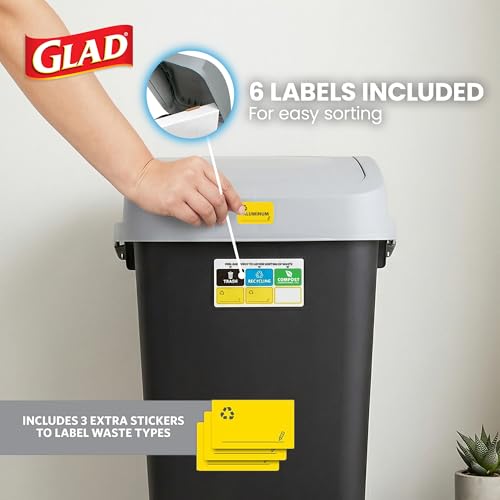 Glad Linkable Trash Cans 12 Gal with Odor Protection - 3 Pack, Black