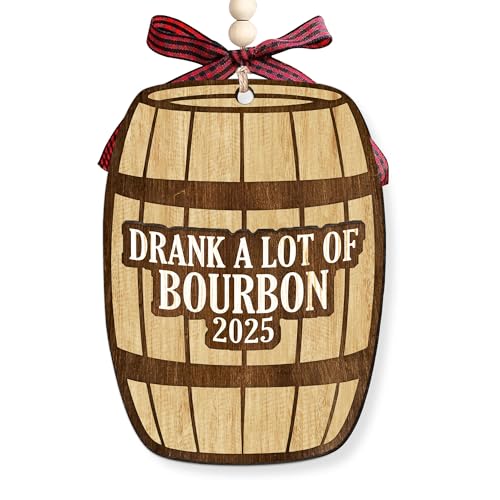 PORSWISH Bourbon Christmas Ornament - Whiskey Wooden Holiday Decor for Men & Women