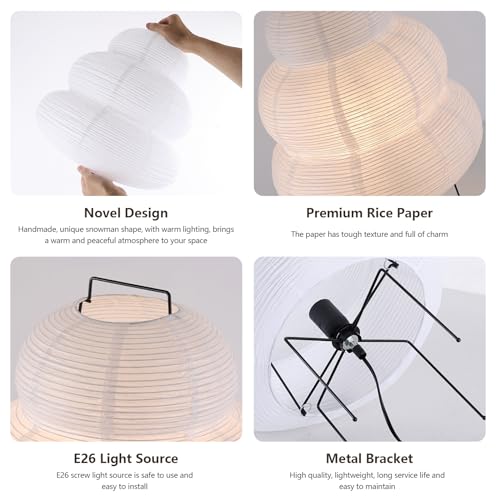 CMHSYTKE Noguchi Style Akari Floor Lamp 15.8x26in Rice Paper Lantern for Cozy Home Decor