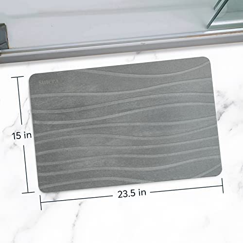 SUTERA Grey Diatomaceous Earth Stone Bath Mat - Quick-Dry, Non-Slip Bathroom Rug