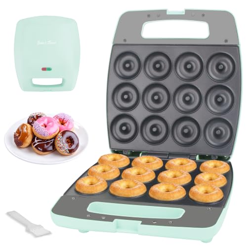 Aqua Baker's Friend Mini Donut Maker Machine - Makes 12 Delicious Mini Donuts