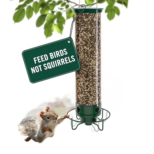 Squirrel Proof Bird Feeder 5lb Capacity - Weatherproof Outdoor Bird Feed Station