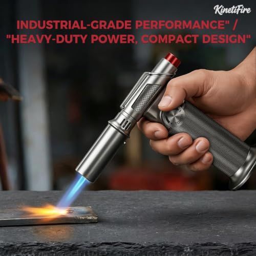 KinetiFire All-Metal Butane Torch Lighter - Professional Culinary & DIY Use