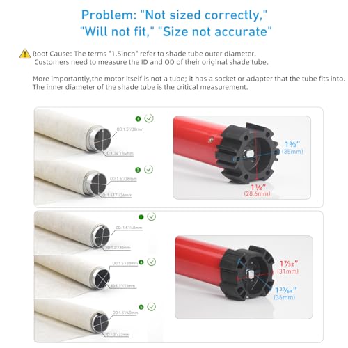 Rechargeable Wireless 1.5 Inch Tube Roller Shade Motor Kit with Remote - Rollerhouse