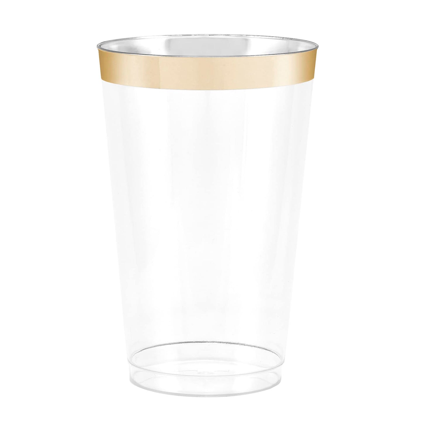 Gold Disposable Plates Set For 50 Guest - 350 Piece Gold Plastic Dinnerware Set - 100 Gold Rimmed Square Plastic Plates, 50 Gold Rimmed Plastic Cups, 50 Paper Napkins, 50 Gold Silverware Set