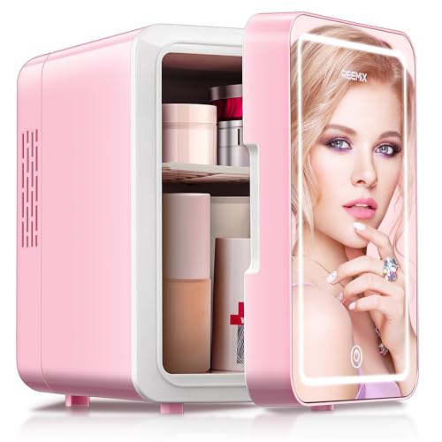 Mini Skincare Fridge with LED Mirror - 4L Compact Beauty Cooler