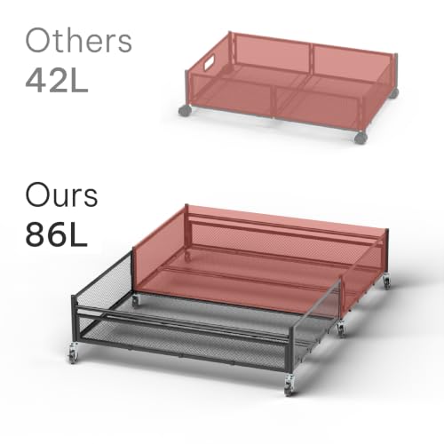 Under Bed Storage Bin with Wheels Pack of 2 - 86L Heavy Duty Metal, Large Capacity