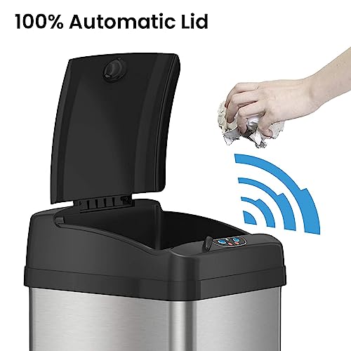 Touchless Kitchen Trash Can 13 Gallon with Odor Filter - Black