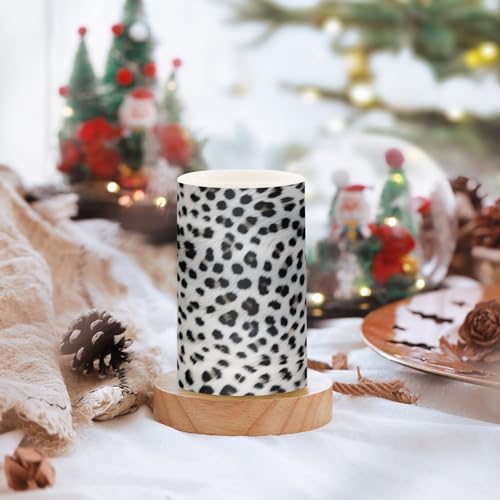 GUIJI White Leopard Print Flameless Candles with Remote Set of 2 - Battery Operated Home Decor