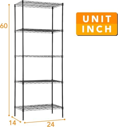 5-Tier Wire Shelving Unit, Heavy Duty Metal Storage Rack for Kitchen Garage