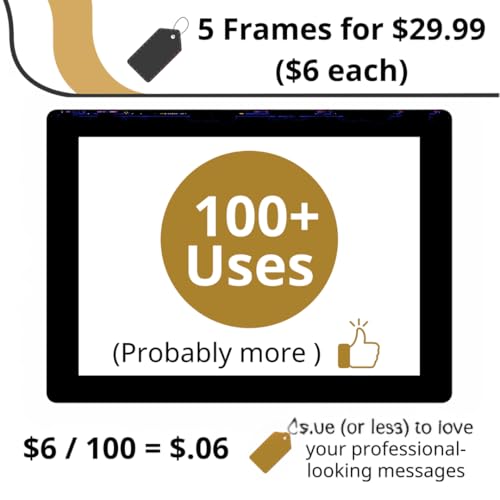 Fodeez Black 8.5 x 11 Self-Adhesive Wall Frames Pack of 5 – Reusable Dry Erase Protector