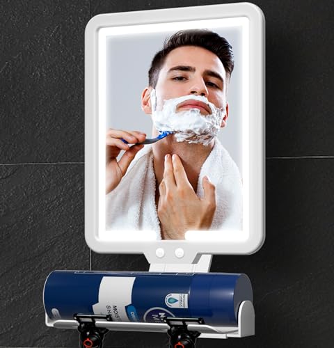 Lighted Fogless Shower Mirror for Shaving - Heated, Large 9.5x7 Inch, White