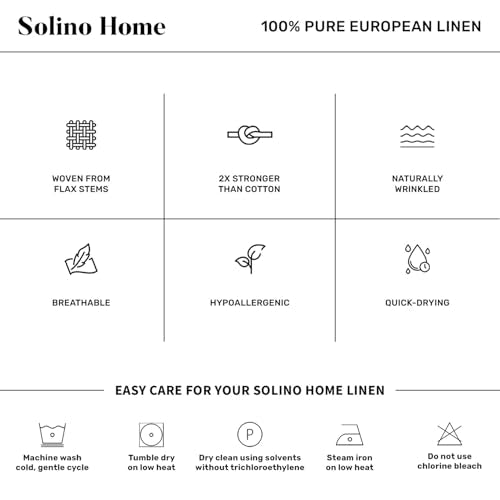 Solino Home 100% Pure Linen Square Table Throw 52x52 in, Red & White