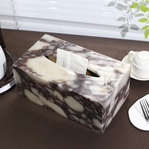 Marble Tissue Box Cover - Calacatta Viola, 9.8 x 5.5 x 3.9 Inches, Natural Marble