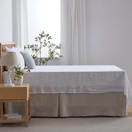 Flax-Basic Linen Bed Skirt 18 Inch King Tailored Dust Proof Fit - Simple&Opulence