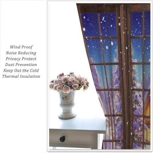 JESTRONRY Winter Snow Christmas Curtains 21"x63" Pack of 2 Blackout Window Drapes