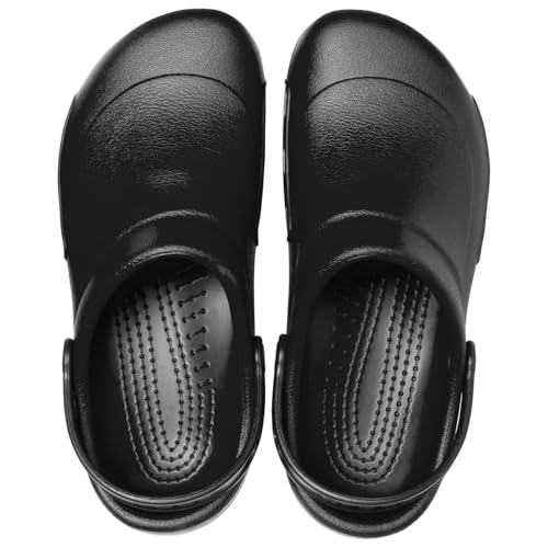 Unisex Crocs Bistro Work Clogs - Enclosed Toe Slip-Resistant Shoes - Black, Size 11 Women/9 Men