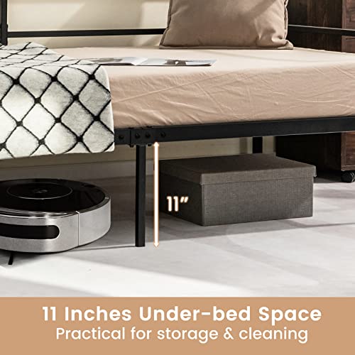 Twin Metal Daybed Frame - Space-Saving Sofa Bed with Guardrails, No Box Spring Needed - Black - Variation of Twin / Daybed
