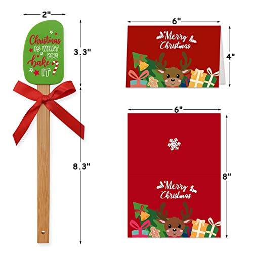 Christmas Silicone Spatula Set with Merry Christmas Greeting Card - Holiday Baking Tools