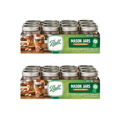 Ball Regular Mouth Glass Mason Jars with Lids and Bands, Used for