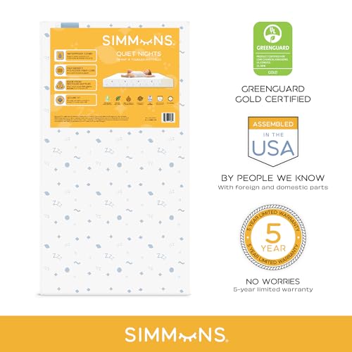 Delta Children Simmons Kids Quiet Nights Dual Side Waterproof Hypoallergenic Crib Mattress - White