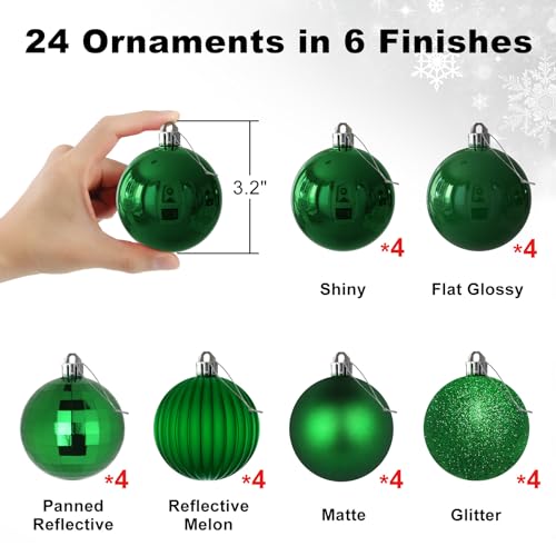 Emerald Green 3.2" Large Christmas Balls - Tree Decoration Ornaments