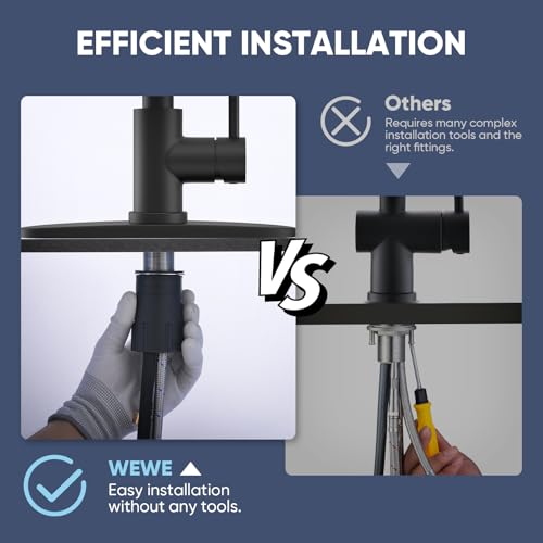 Black Kitchen Faucet with Pull Down Sprayer & High Arc Spout - Matte Black / Classic