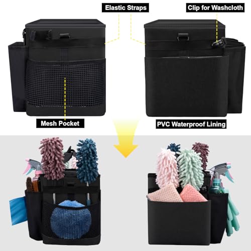 Wigojoy Large Cleaning Caddy Bag for Housekeepers - Black