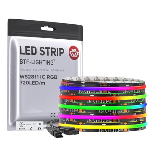 RGB LED Strip Light 16.4ft DC12V Addressable WS2811 Smart IC Colorful Lighting
