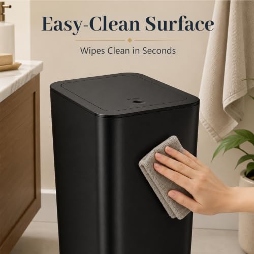 Ogikey 4 Gallon Black Slim Bathroom Trash Can with Lid - 3 Pack