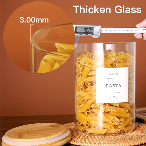 6-Pack Glass Food Storage Jars with Airtight Bamboo Lids & 132 Labels