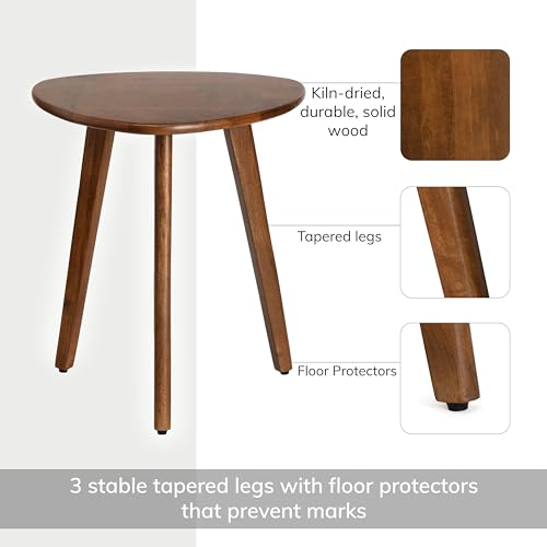 MH London Walnut Triangle Side Table - Handcrafted Small Nightstand for Living Room & Bedroom