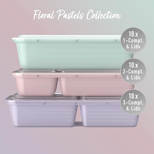Bentgo Prep Meal Prep Kit with Floral Pastels - 60 Piece 3-Compartment Containers