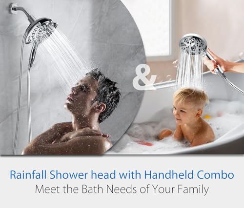 INAVAMZ 2-in-1 Shower Head with Handheld Combo Silver 2.5 GPM, Oval