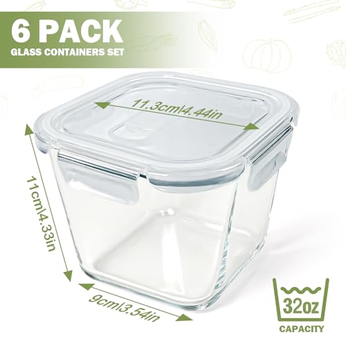 Susukkie Transparent 6-Pack Borosilicate Glass Soup Containers 32oz with Lids - Variation: THIS listing