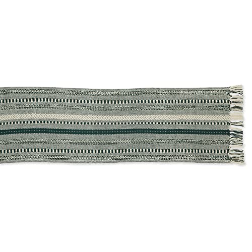 DII 100% Cotton Braided Table Runner with Fringe, 15x108 in, Dark Green
