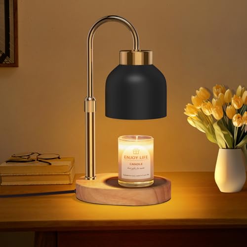Seenlast Black Candle Warmer Lamp with Dimmer, Adjustable Height & Timer for Scented Jars