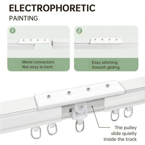 MaKefeile 12FT Ceiling Curtain Track Kit White Wall & Ceiling Mount Sliding Door Rails