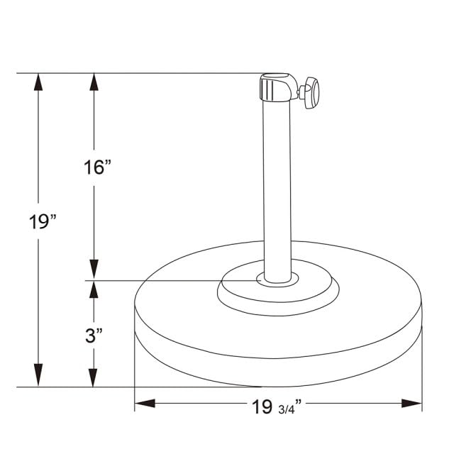 California Umbrella 50 lbs. Round Concrete Weighted Umbrella Base - Black, One Size, CFMT160-Black