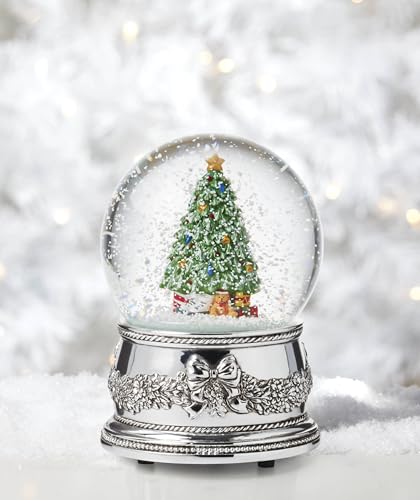 Reed & Barton Christmas Tree Musical Snow Globe Holiday Decor