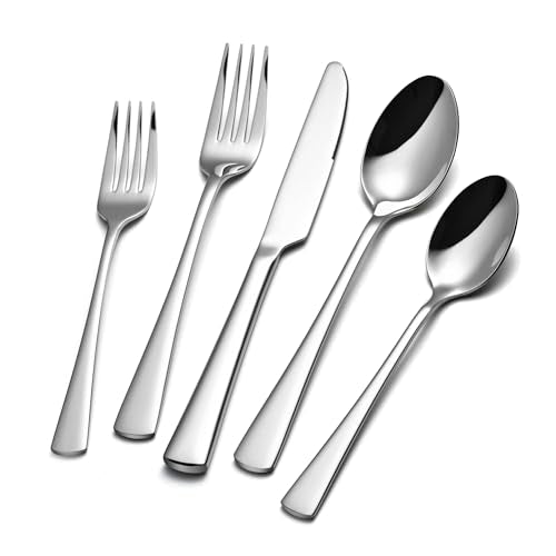 Silverware Set for 8 - 40-Piece Forged Stainless Steel Flatware with Mirror Finish - Dishwasher Safe