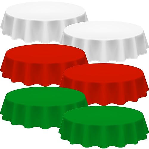Juexica 24 Pcs Round 84in Disposable Christmas Tablecloths Red Green White