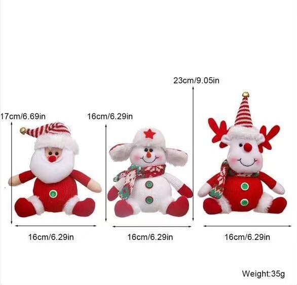 Santa Snowman Reindeer Christmas Tree Ornaments Set - Plush Holiday Decorations