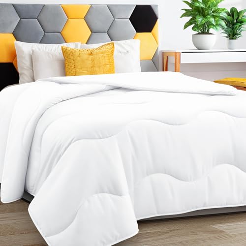 King Size Cooling Comforter - All Season White Lightweight Duvet Insert