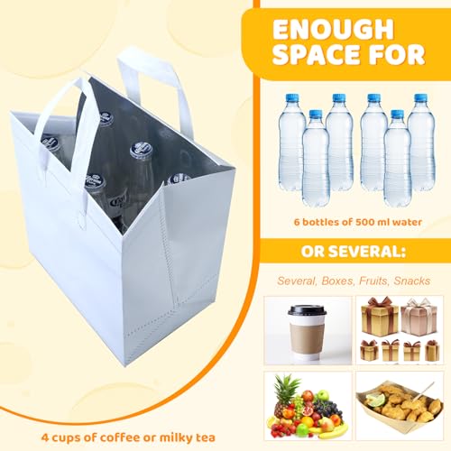 Hushee White Insulated Takeout Bags Bulk Pack 200 - Food Delivery & Catering